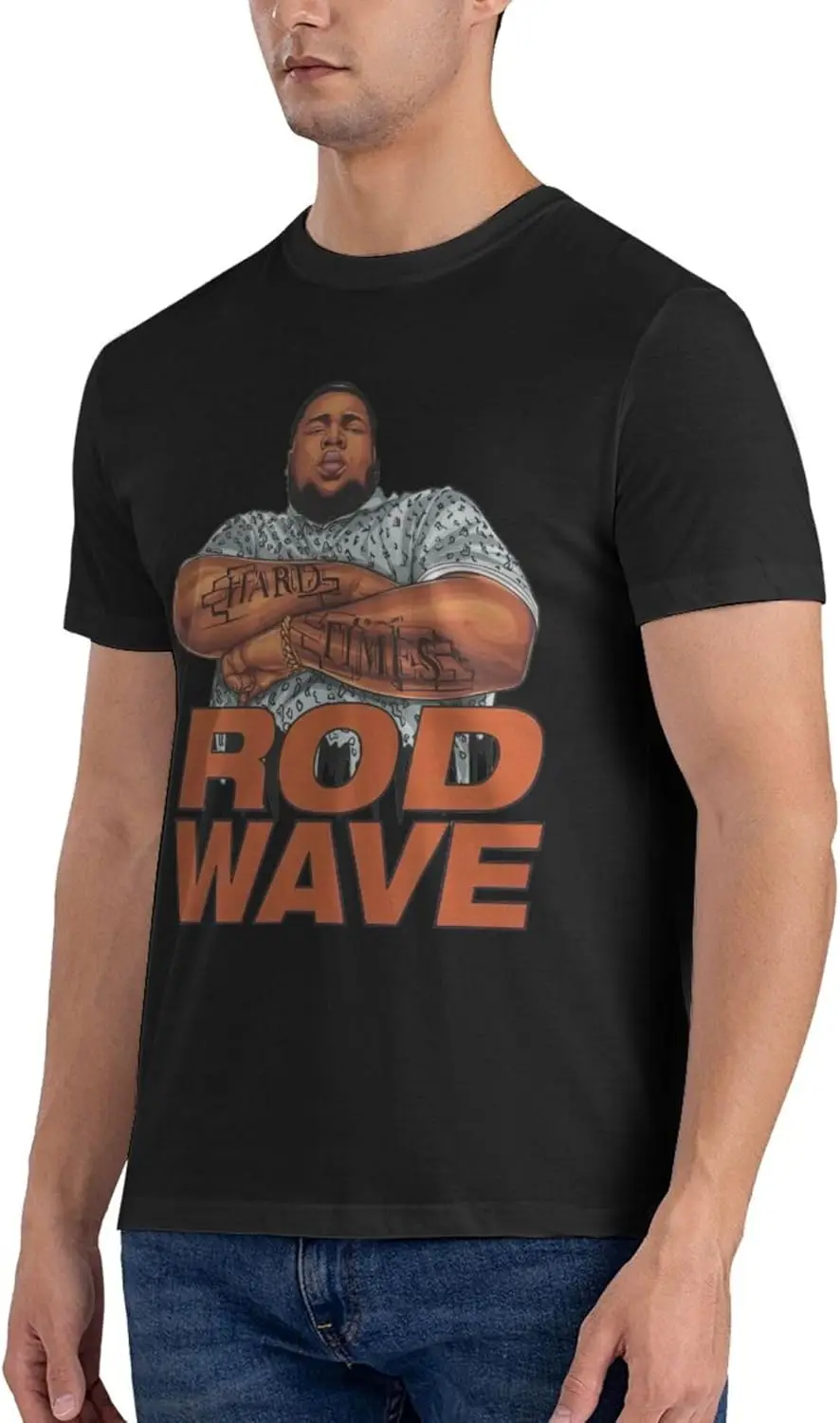 Rod Rapper Wave เสื้อยืดแขนสั้นผู้ชาย Crewneck เสื้อยืดลําลองเสื้อยืดกราฟิก Cotton Tee