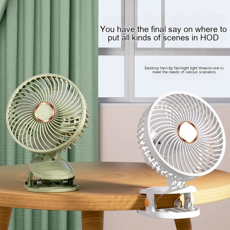 Nieuwe Nachtlampje Elektrische Clip Ventilator Opvouwbare Usb Oplaadbare Draagbare Outdoor Home Office 5-versnellingen Draadloze Desktop Koelventilator