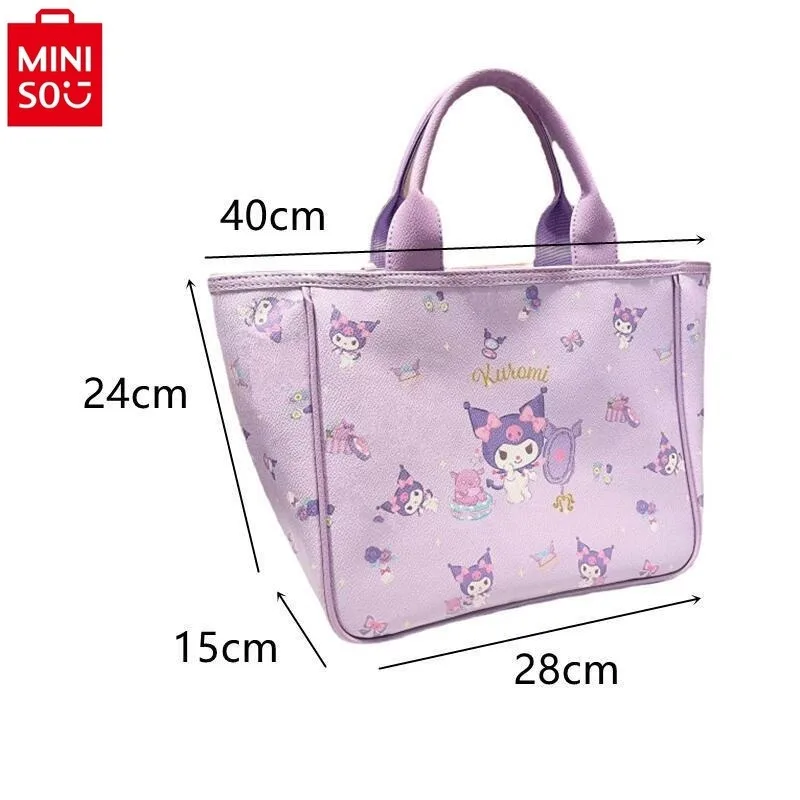 MINISO 2024 Fashion New Large Capacity Storage Bag for Women, High Quality Cartoon Kuromi Cute Printed Handbag