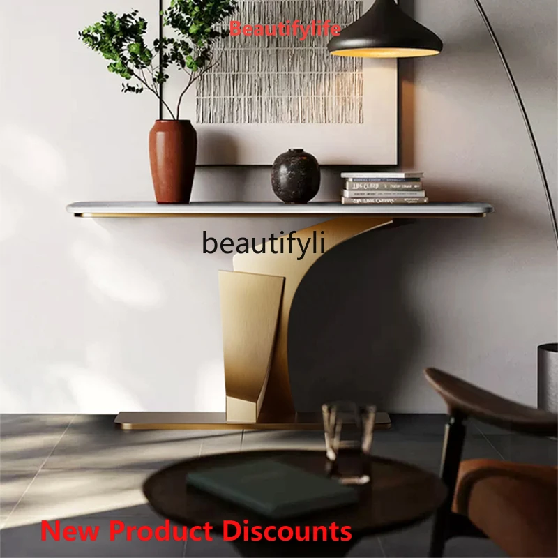 

A15 Italian Style Light Luxury Console Table Villa Hotel Curio Cabinet Doorway Storage Rack