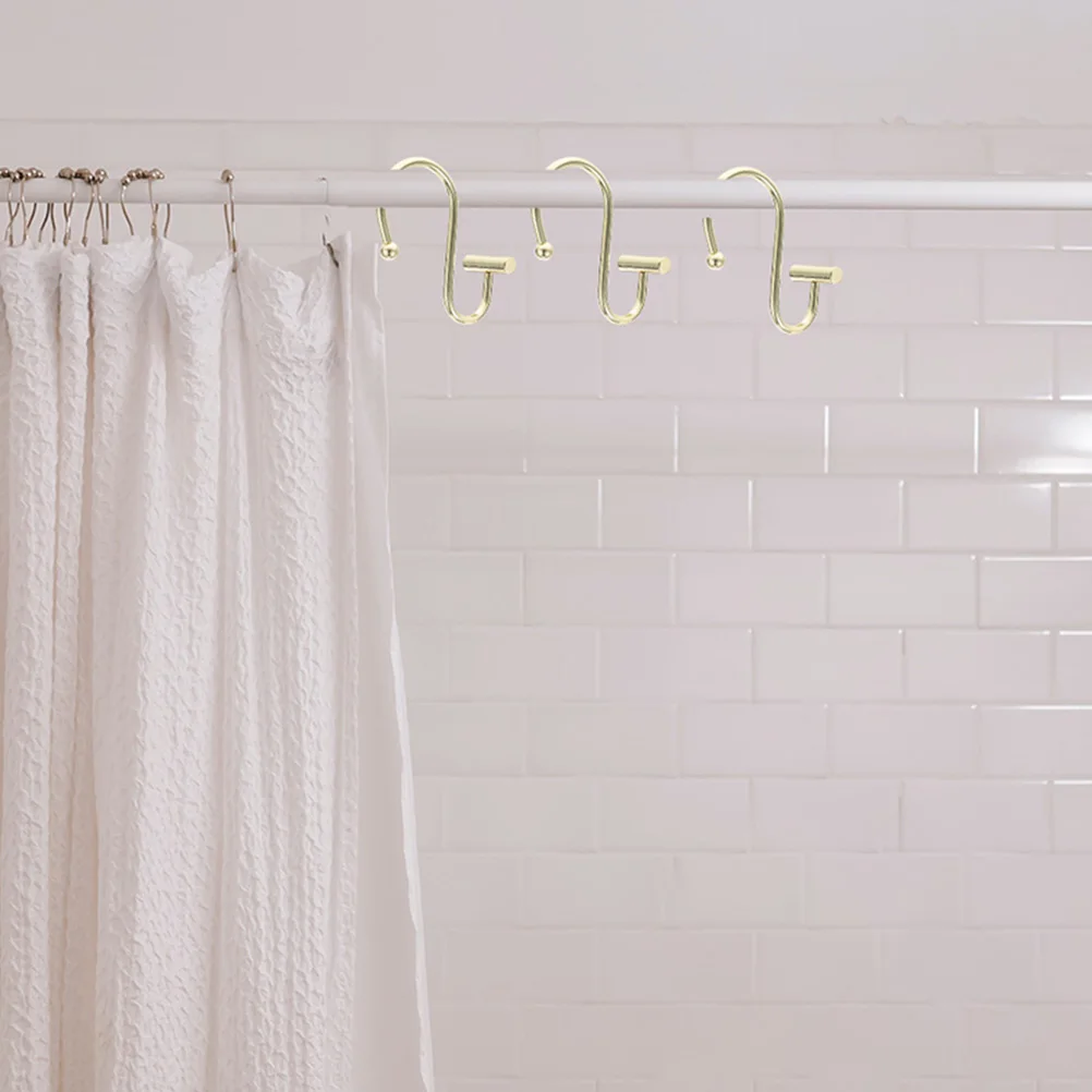 24 قطعة من خطافات ستائر الدش المعدنية، تصميم بسيط، سهل التركيب، مقاوم للصدأ للحمامات وغرف النوم، شماعة ستائر #1