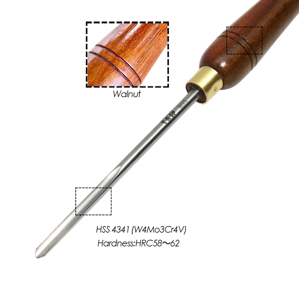 6.35mm HSS Spindle Gouge Woodturning Chisel Wood Turning Tools with Walnut Handle Lathe Accessories Woodworking DIY Hobbies