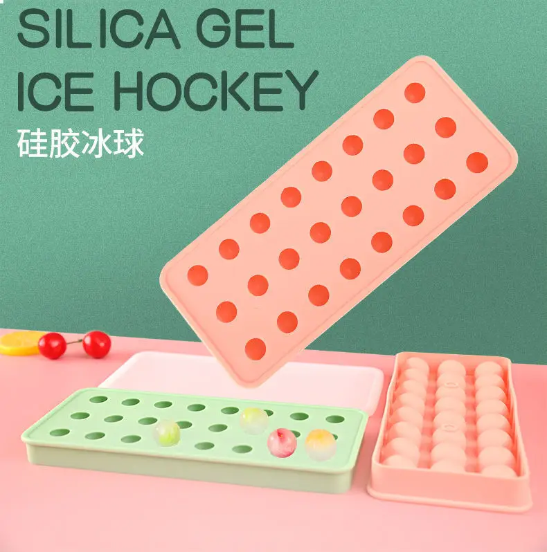 

24 Grid 3D Round Balls Ice Molds Plastic Tray Home Bar Party Hockey Holes Making Box With Cover DIY Moulds