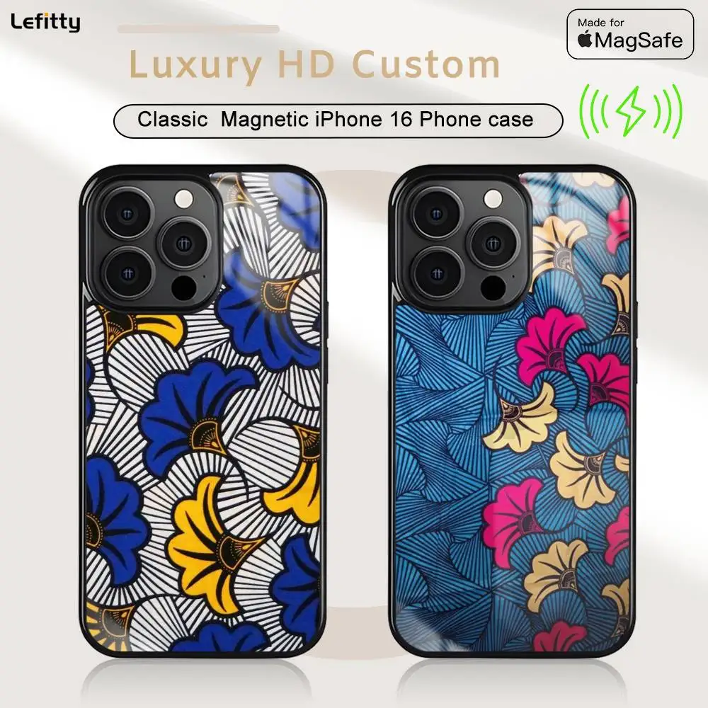 

A-Ankara Art Design Phone Case For iPhone 16 15 14 13 12 11 Pro Max Plus Mini Magsafe Charging Cover Magnetic Hard Shell