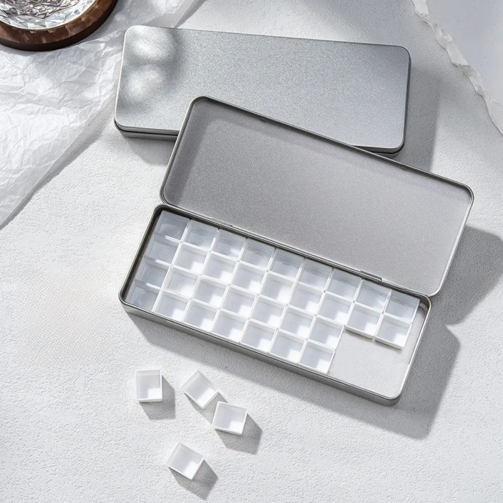 Art Tool Silver Color Watercolor Portioning Box Empty Detachable Paint Palette Box Tin Box Portable Paint Tray Painting Tool