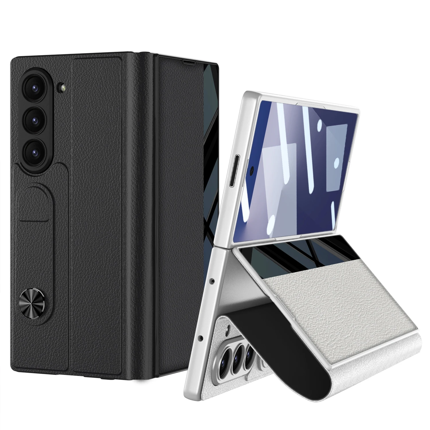 

Роскошный кожаный чехол для телефона с откидным слотом для карты Samsung Galaxy Z Fold 7, магнитный кронштейн с застежкой-застежкой, противоударный защитный чехол