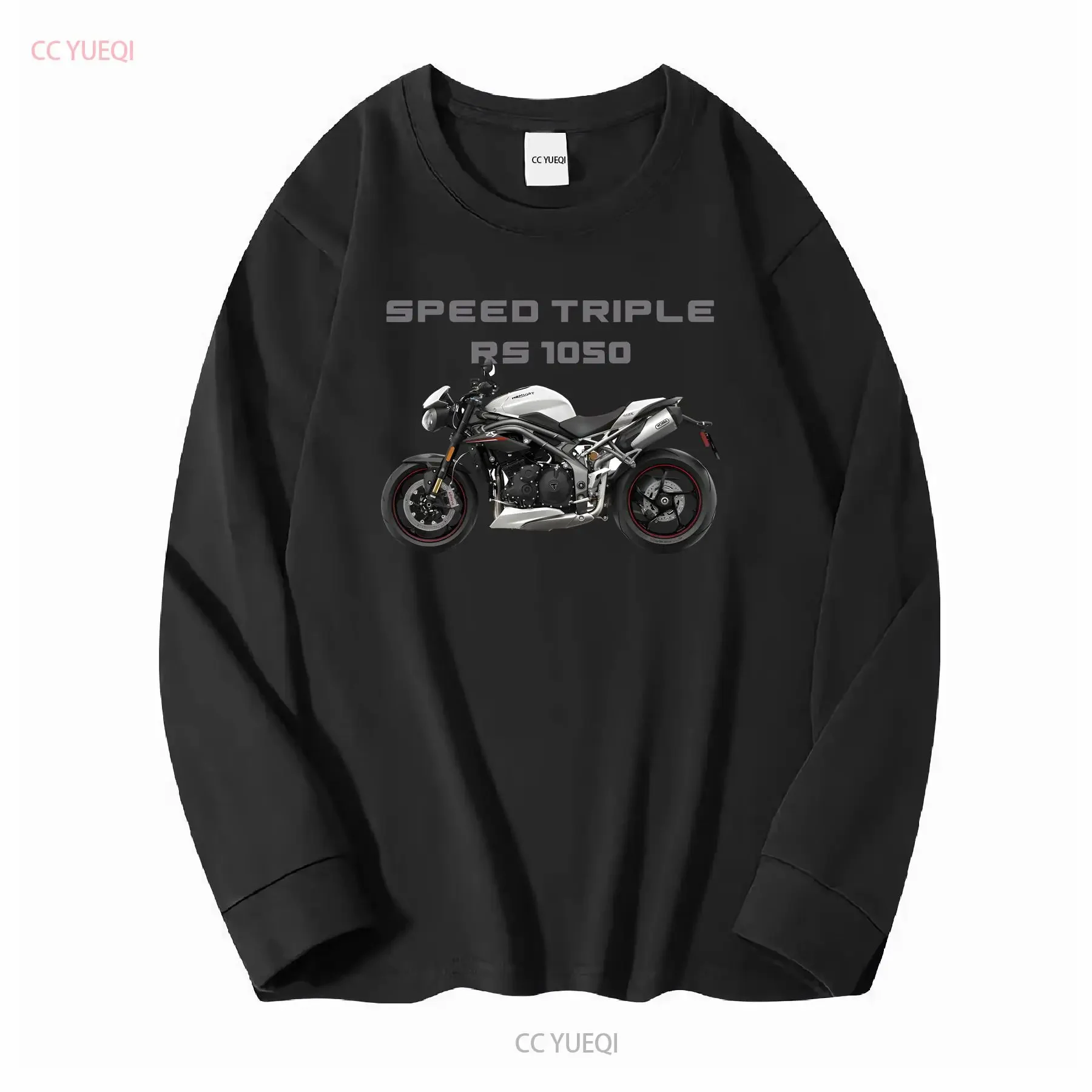T Shirt Speed Triple RS 1050 Motorbike Motorcycle Biker  Crew Neck vintage Washed Slightly fashion Top For Everyday Wear Unisex