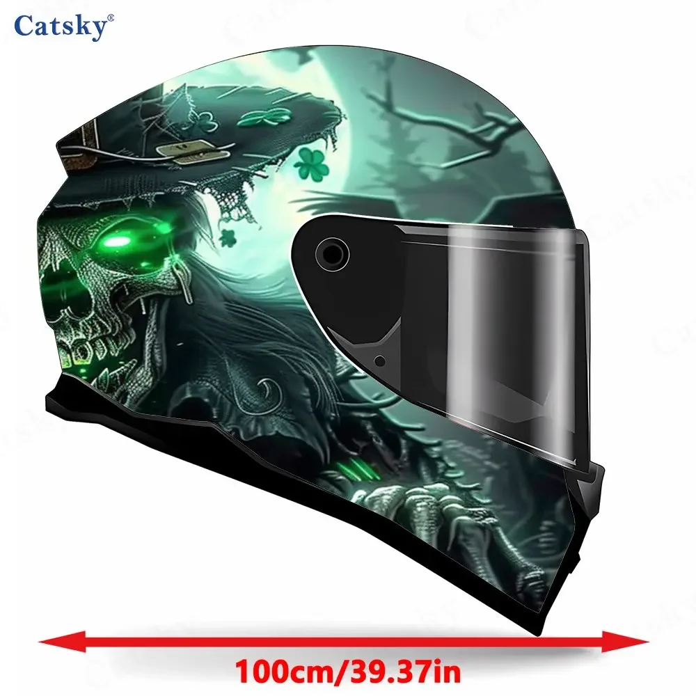 Green Skeleton Wizard PVC material self adhesive waterproof motorcycle helmet sticker, paste firmly and do not fall, waterproof