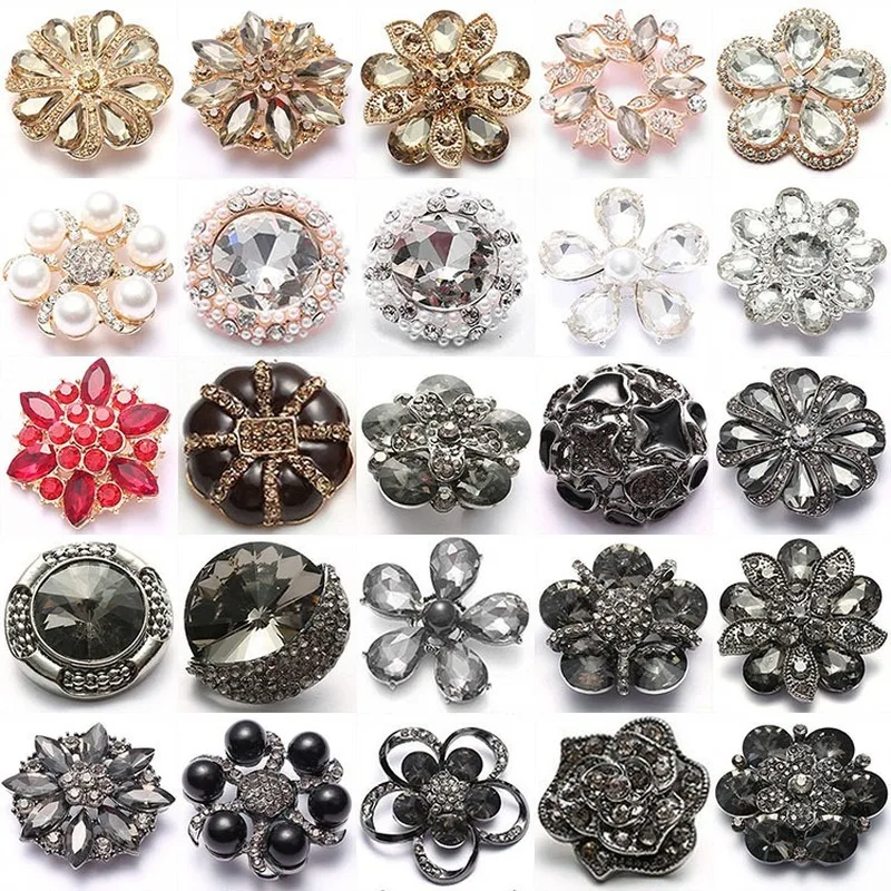 High Quality New Petals Crystal Rhinestone Decoration Buttons DIY Clothing Accessories Supplies Buttons 1pcs