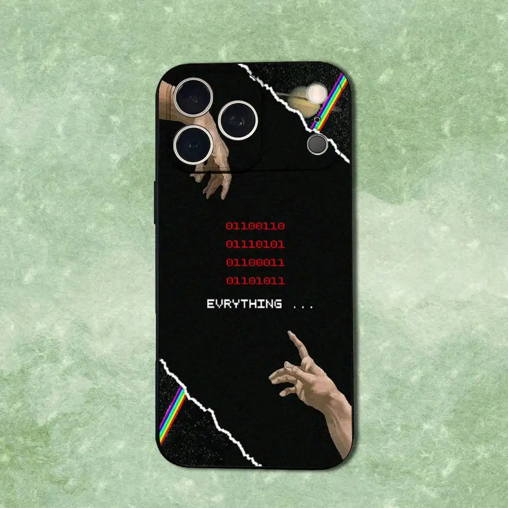 حافظة هاتف جافا فن البرمجة لهاتف آيفون 14,13,17,12,11,16,15,Plus,Pro Max,XS,X,XR,SE,Mini,Soft غطاء أسود من السيليكون