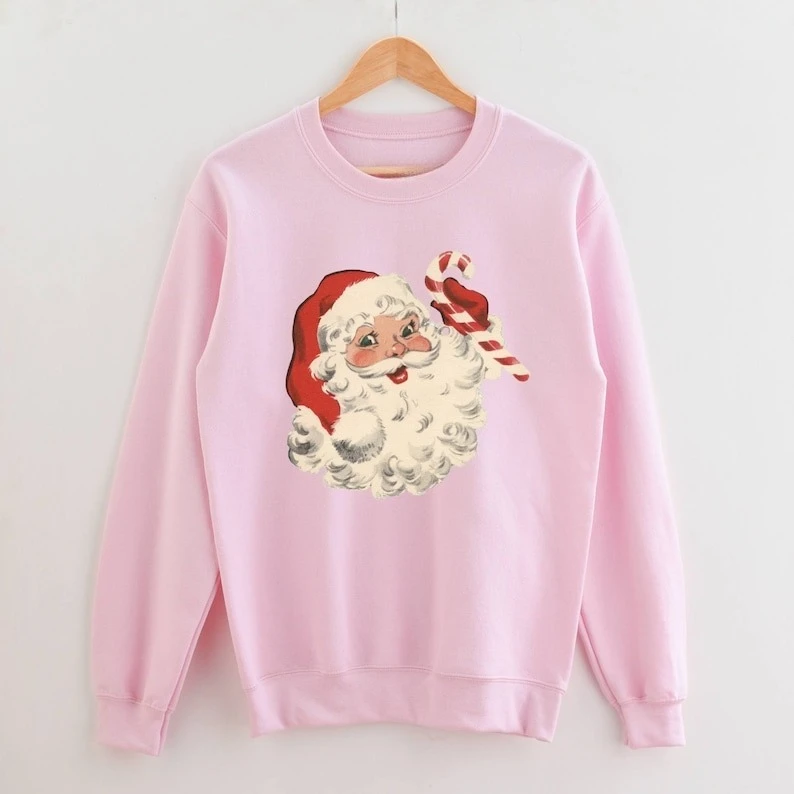 Christmas Crewneck Vintage Santa Sweatshirt Retro Holiday Claus Autumn and Autumn and Winter Long Sleeve Thermal Hoodie Unisex