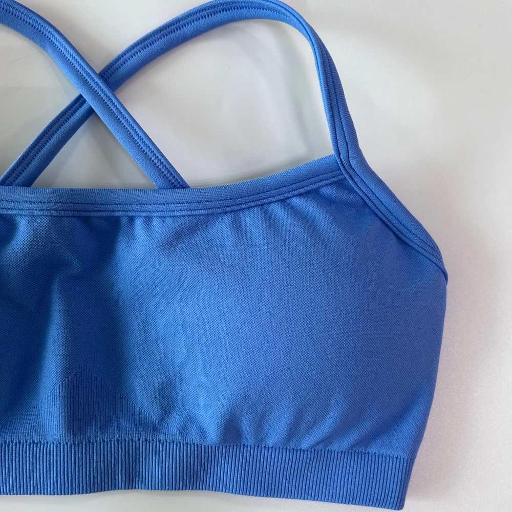 Damen Sport-BH mit abnehmbaren Trägern, rückenfreier Yoga-BH, gepolsterter BH, sexy Top, Kreuzrücken, Gym-Crop-Top, Fitness-Unterwäsche – Detail 7