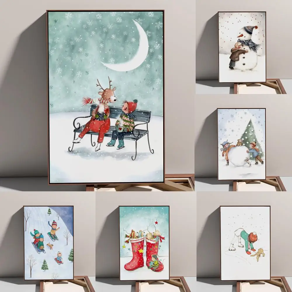 

Poster Prints Oil Painting Mural Living Room Home Decoration Party Evening Cover kids snowflakes funny art
