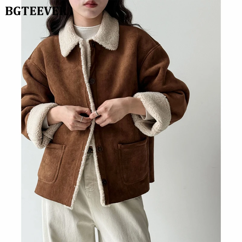 

BGTEEVER Autumn Winter Warm Women Jackets Stylish Lapel Full Sleeve Thicken Ladies Coats