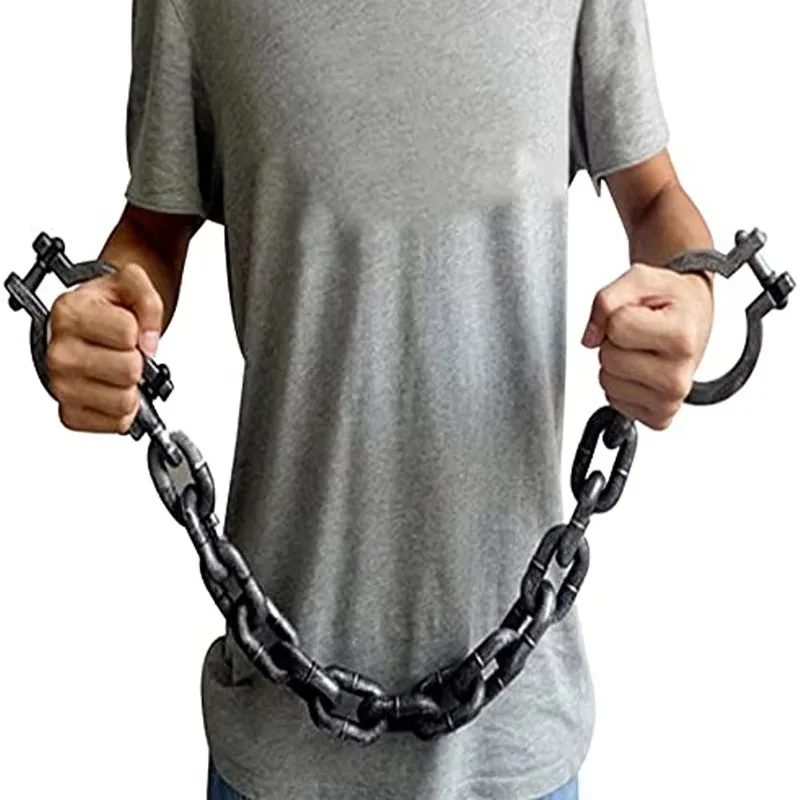 1Pcs Plastic Prisoner Wrist Plastic Wrist Shackles Prison Handcuffs Chain Links for Halloween Cosplay Costume Party Trick Props