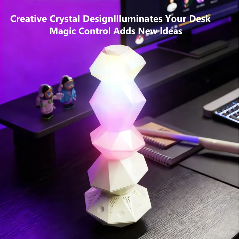New Creative Smart Bluetooth Speaker Decorative Desk Lamp with Magic Wand Remote Contro Rotating RGB Atmosphere Night Light