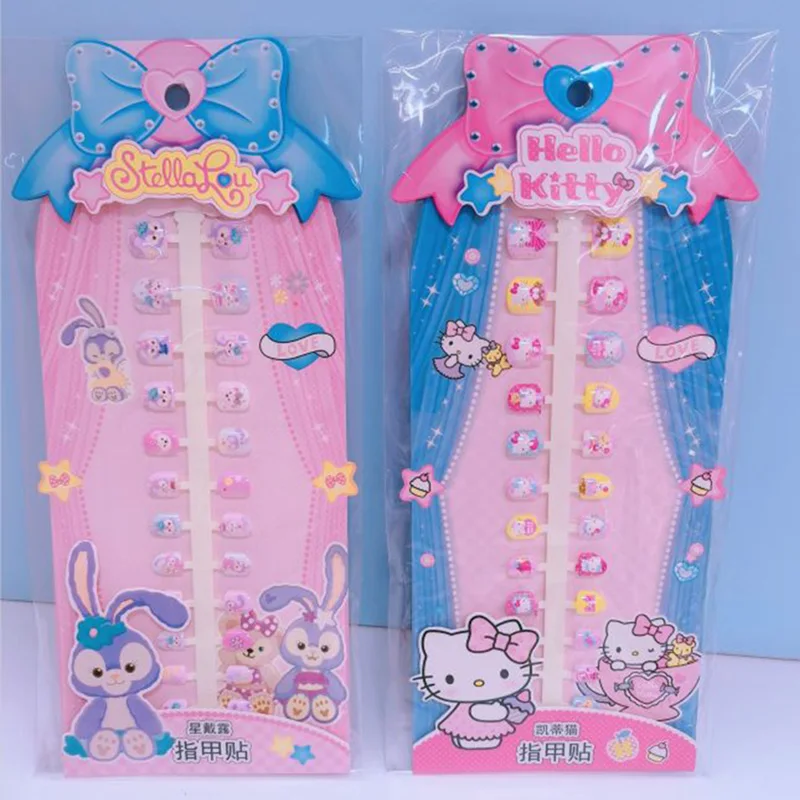 SANRIO Kuromi Hello kittys สติ๊กเกอร์ติดเล็บน่ารักๆสำหรับเด็กๆดิสนีย์มิกกี้เมาส์ของเล่นเด็กสติกเกอร์การ์ตูนของขวัญสำหรับเด็กผู้หญิง