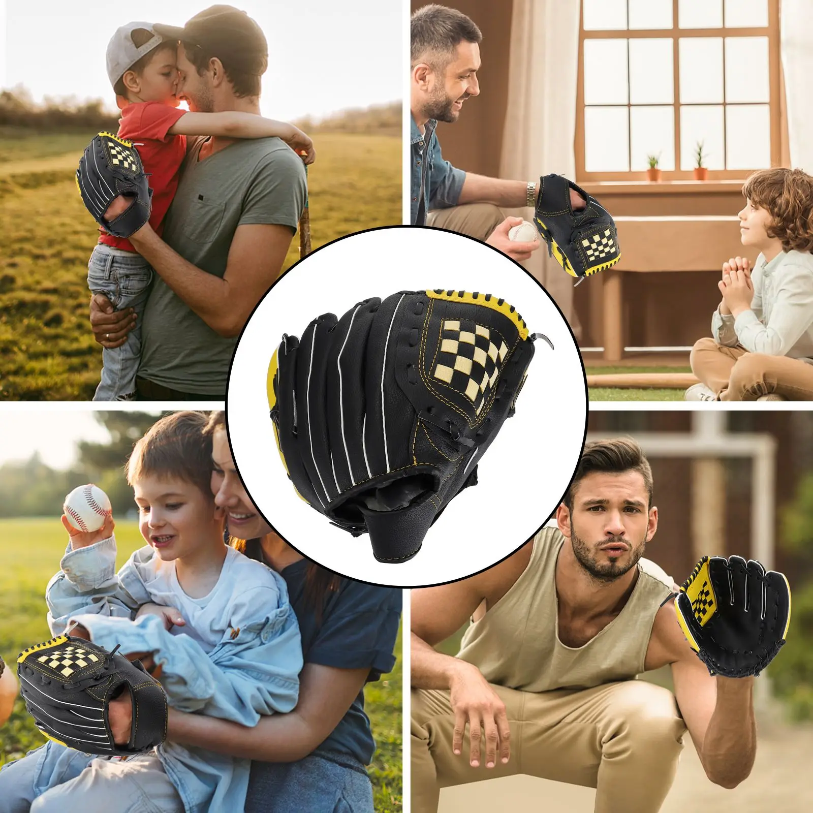 

1Pc Impact Resistant Baseball Glove With Unique Design For Beginners And Intermediate Players Yellow Black
