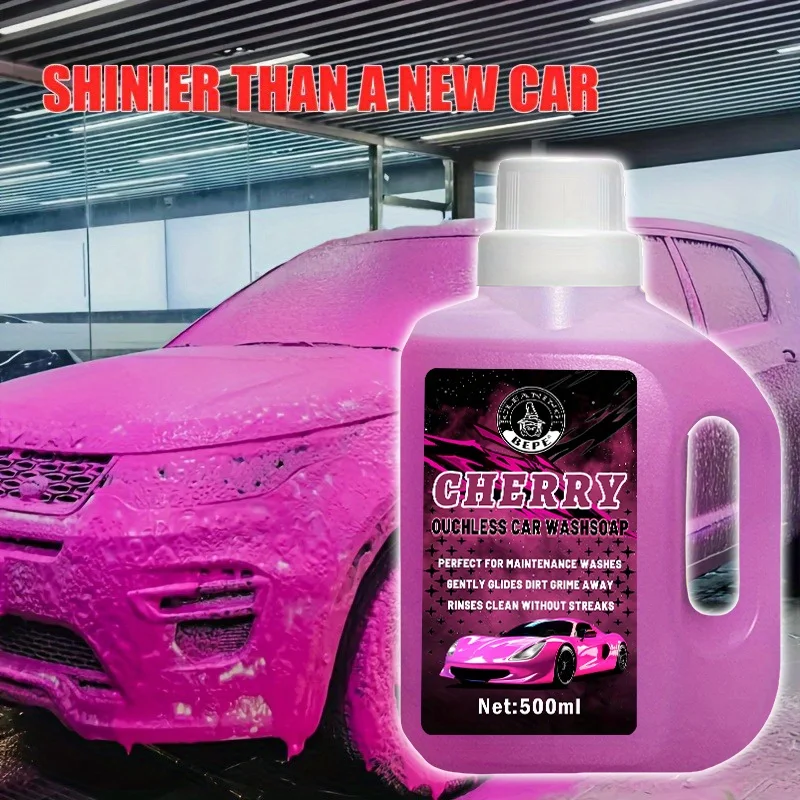 500ml Foam Car Wash, Pink Concentrated High-Foam Formula, Paint Water Wax Mirror Shine, for Foam Gun Bucket, All-in-One Car Care
