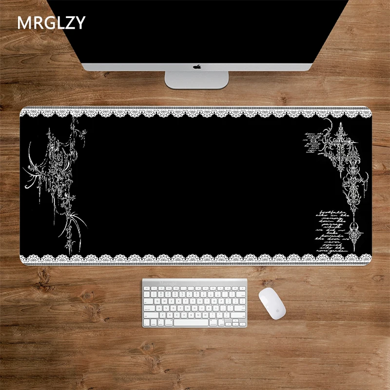 Mouse Pad Dark Style Lace Edge Mousepad Computer Table Mat Desktop Mouse Mat Pc Accessory Desk Pad Room Decoration Rubber