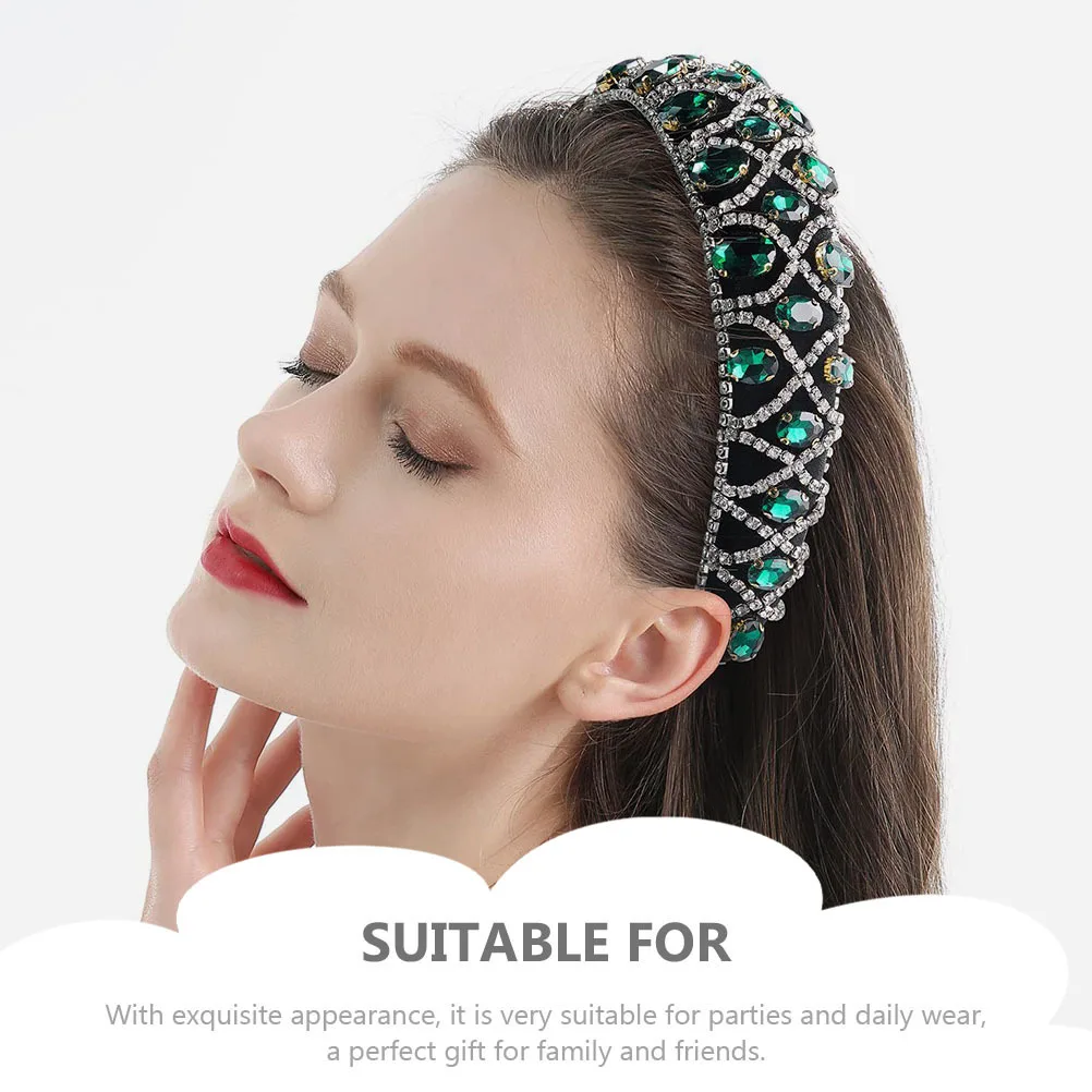 

Rhinestone Hairband Elegant Sponge Headband For Women Baroque Style Party Headdress Fashion Hair Decoration Girl Headbands