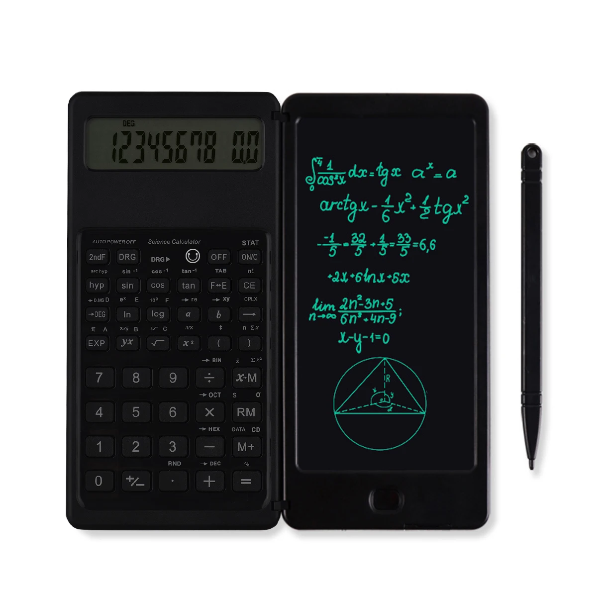 6 Inch Scientific Calculator with LCD Notepad Portable Foldable Calculator for Students 10 Digits LCD Display Pen Calculator