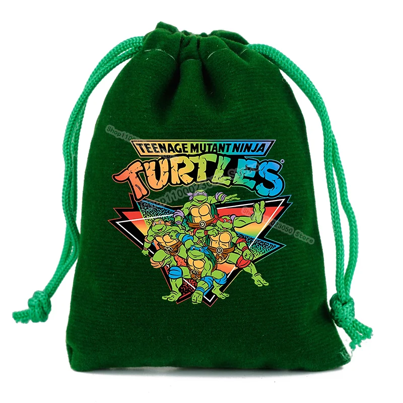 Sacos de cordão para meninos e meninas, figuras de animação, gráfico, bolsas infantis, bolsas de armazenamento Teenage Mutant Ninja Turtles, presente infantil