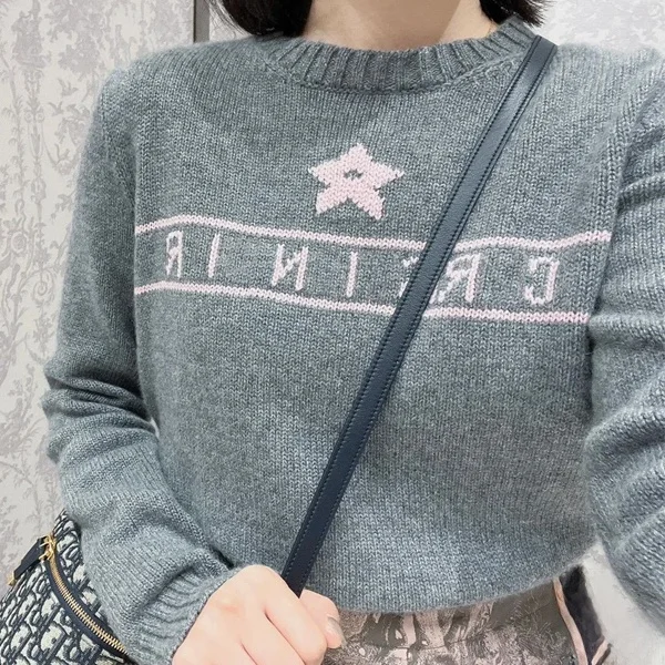 

Loose Women's Knitted Sweater round Ne Overhead Flower Pattern Autumn Winter New Sle Casual Chic Camere Long Sve Top