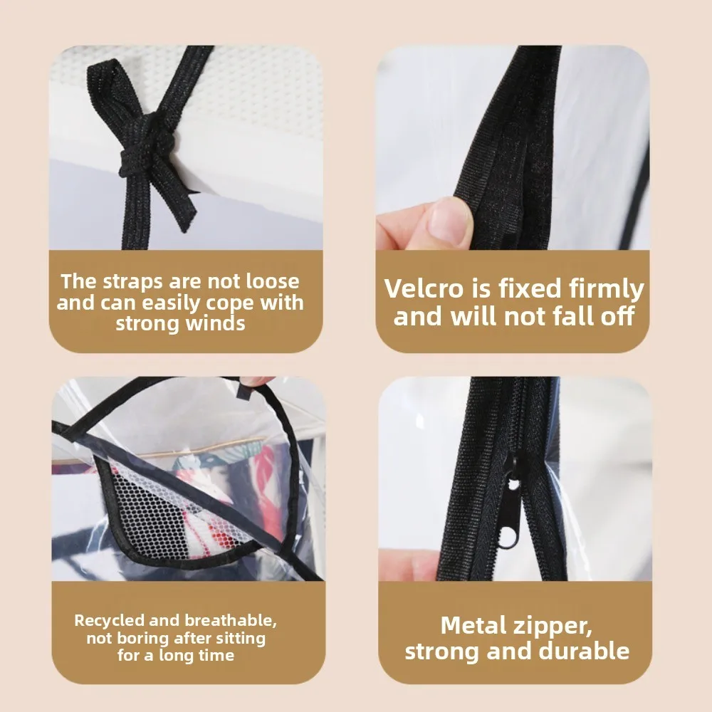 Transparent Baby Strollers Rainproof Cover Windproof Waterproof Baby Pram Rain Cover Travel Nobstructed View Pushchair Raincoat