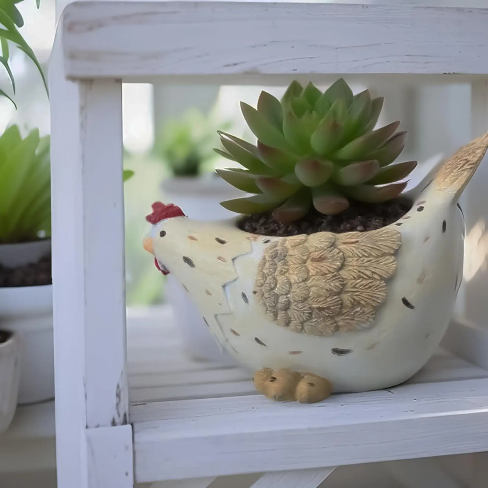 

Chicken Shaped Flower Pot Farmhouse Style Decorative Plant Planter For Desk Bedroom Windowsill Garden Living Room Porchs