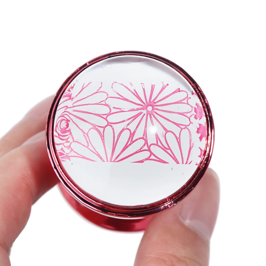 Nail art silicone stamps, electroplated large transparent stamp head, lid DIY printing tool, comes with 2 scraper tools set