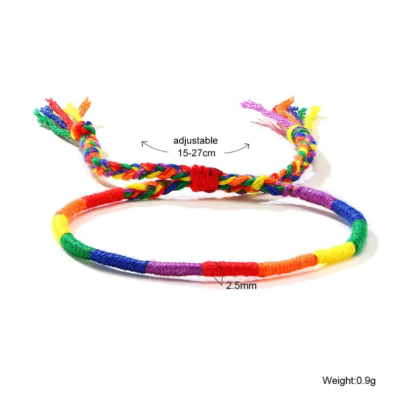 Gay Bracelet Gifts for Men and Women LGBT Pride Braided Friendship Adjustable Rainbow Wristband