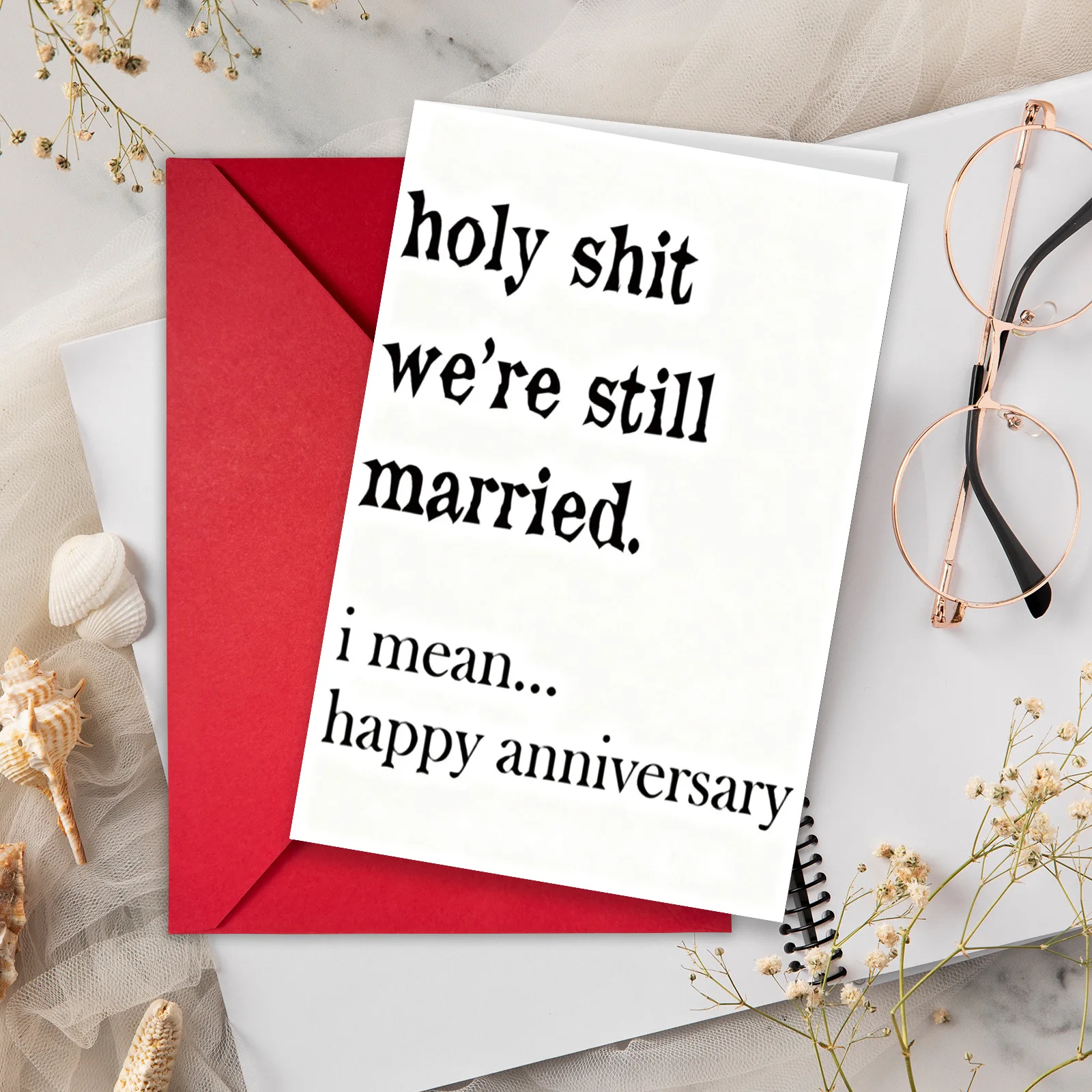 Kostenlose Hochzeitskarte für Ehefrau und Ehemann zum Hochzeitstag, großes Set mit Umschlag.