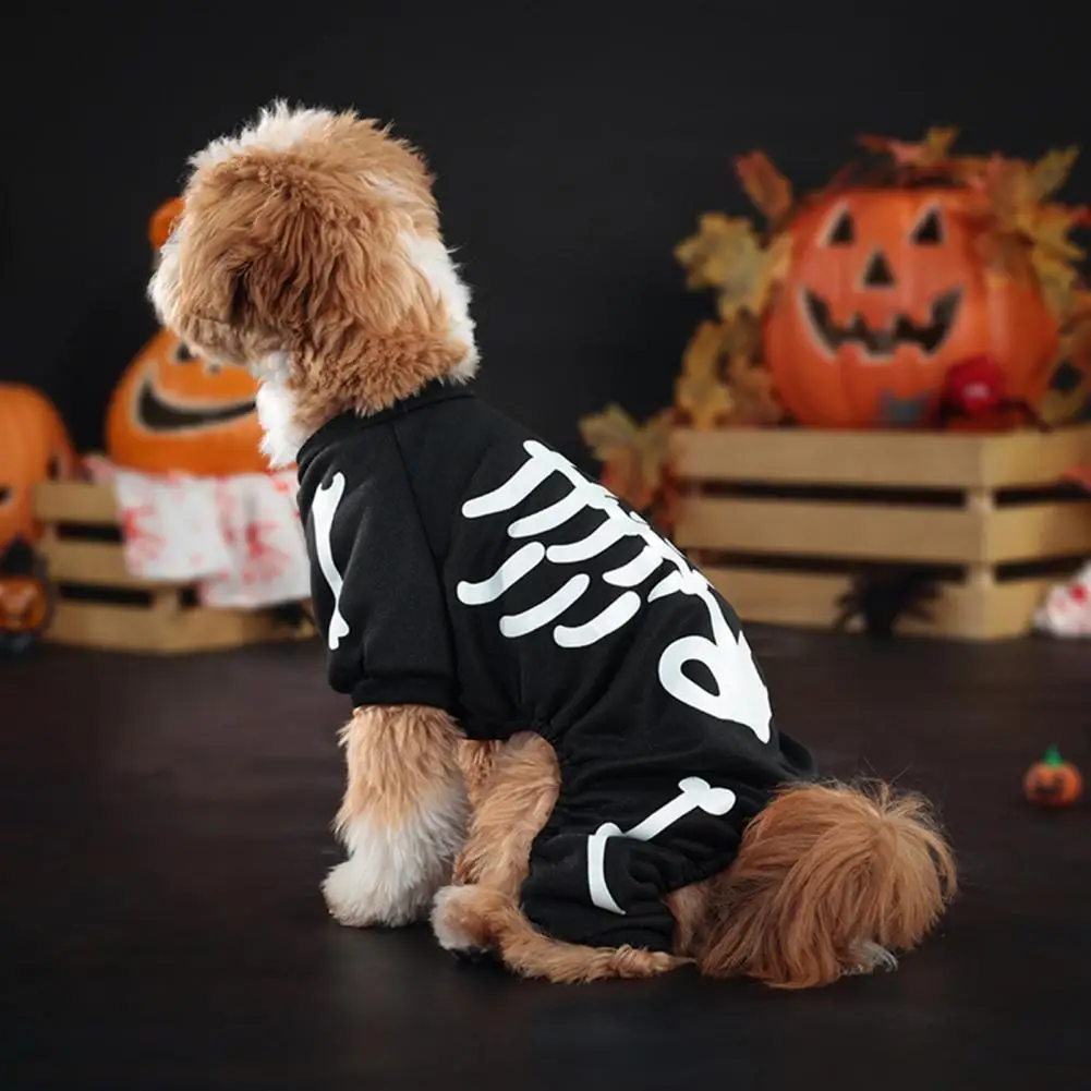 Pet Halloween Costume Skeleton Pet Costume Jumpsuit for Small Medium Dogs Funny Halloween Clothes Apparel Cosplay Prop for Puppy