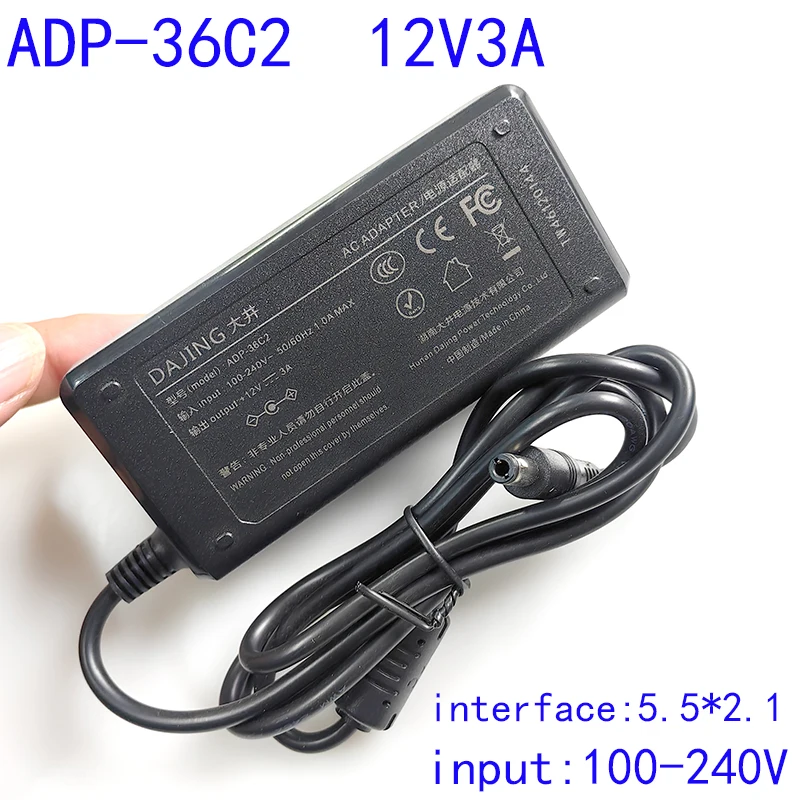 DJ-120300-SA Dajing 12V3A power adapter ADP-36C2 with 3C certification DJ-U48S-1203