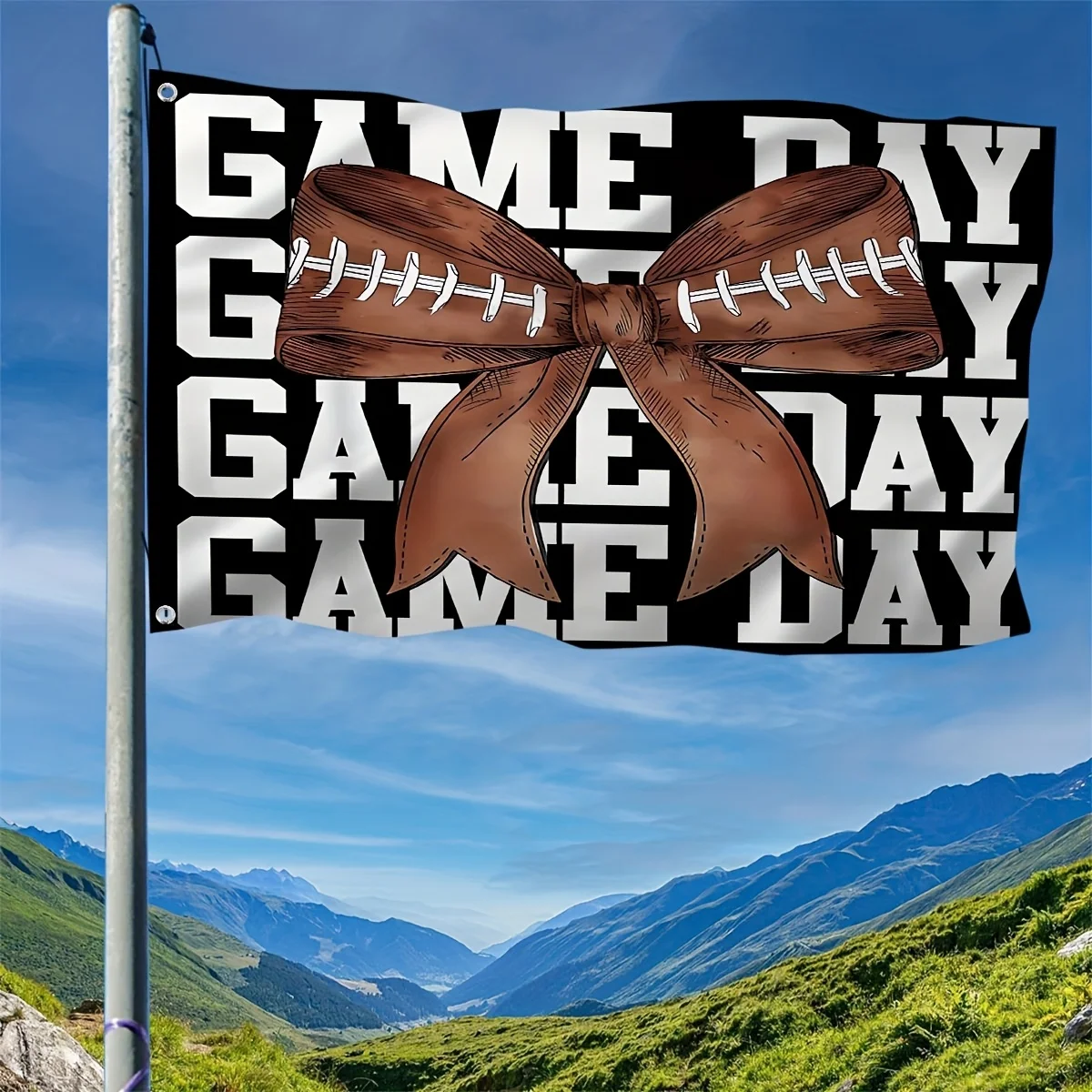 Football Game Day Bow Print Garden Flag Polyester Outdoor Decor for Tailgating