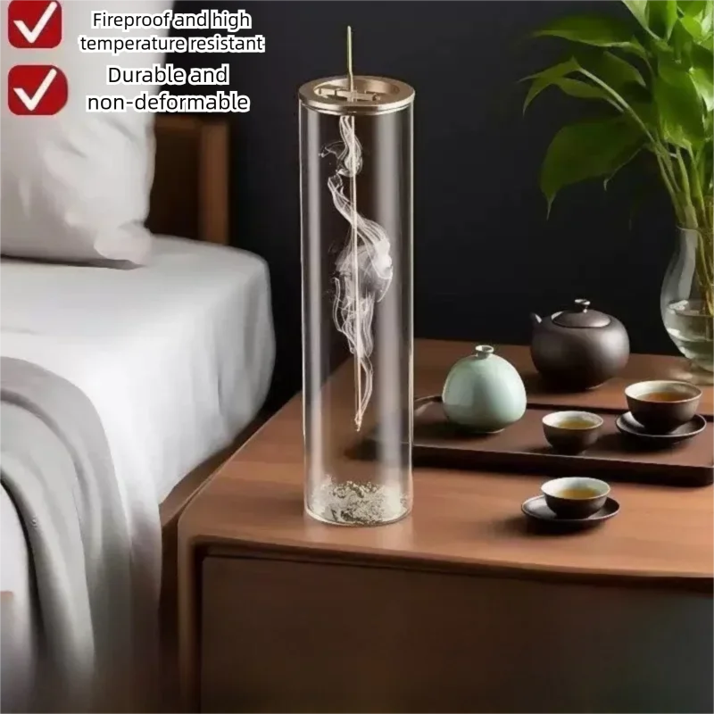 

Modern Glass Incense Burner Anti-Ash Flying Incense Holder with Removable Glass Ash Catcher for Home Decor Yoga Meditation
