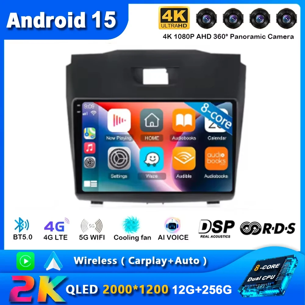 

Android 15 Carplay Car Radio For Chevrolet Holden S10 Navigation GPS Multimedia Player stereo wifi+4G Auto 360 Camera BT 2 DIN