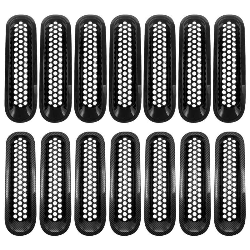 7pcs Front Grille Mesh Inserts Trim Car Clip-in Grille Cover Guard for Jeep Wrangler JK 2007-2017 Car Styling Accessories
