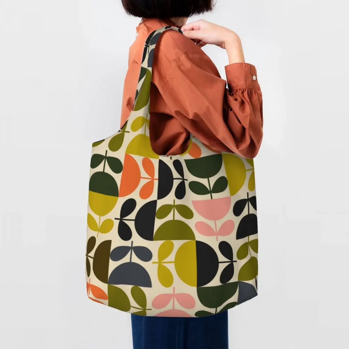 Custom Printing Jigsaw Stem Multi Pattern Tote Shopping Bag Durable Canvas Shopper Shoulder Orla Kiely Bags Photography Handbags