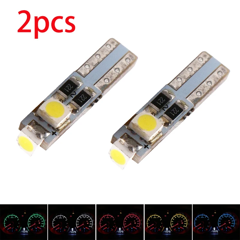 

2Pcs Auto LED W2 X 4.6d T5 1210 3 SMD White/Crystal Blue 12V 3528 Car Instrument dashboard warning signal lamp lights bulb.