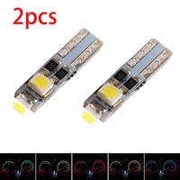 2Pcs Auto LED W2 X 4.6d T5 1210 3 SMD White/Crystal Blue 12V 3528 Car Instrument dashboard warning signal lamp lights bulb.