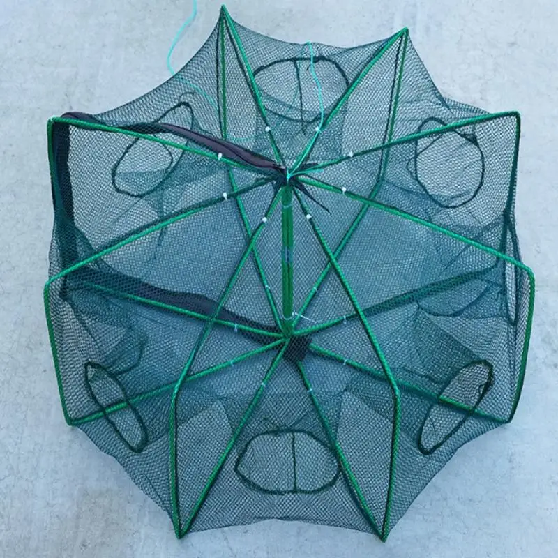 【1PC 6Holes Mesh For Fishing Net/Tackle/Cage Folding Crayfish Catcher Casting/Fish Network Crab/Shrimp/Smelt/Eels Traps】