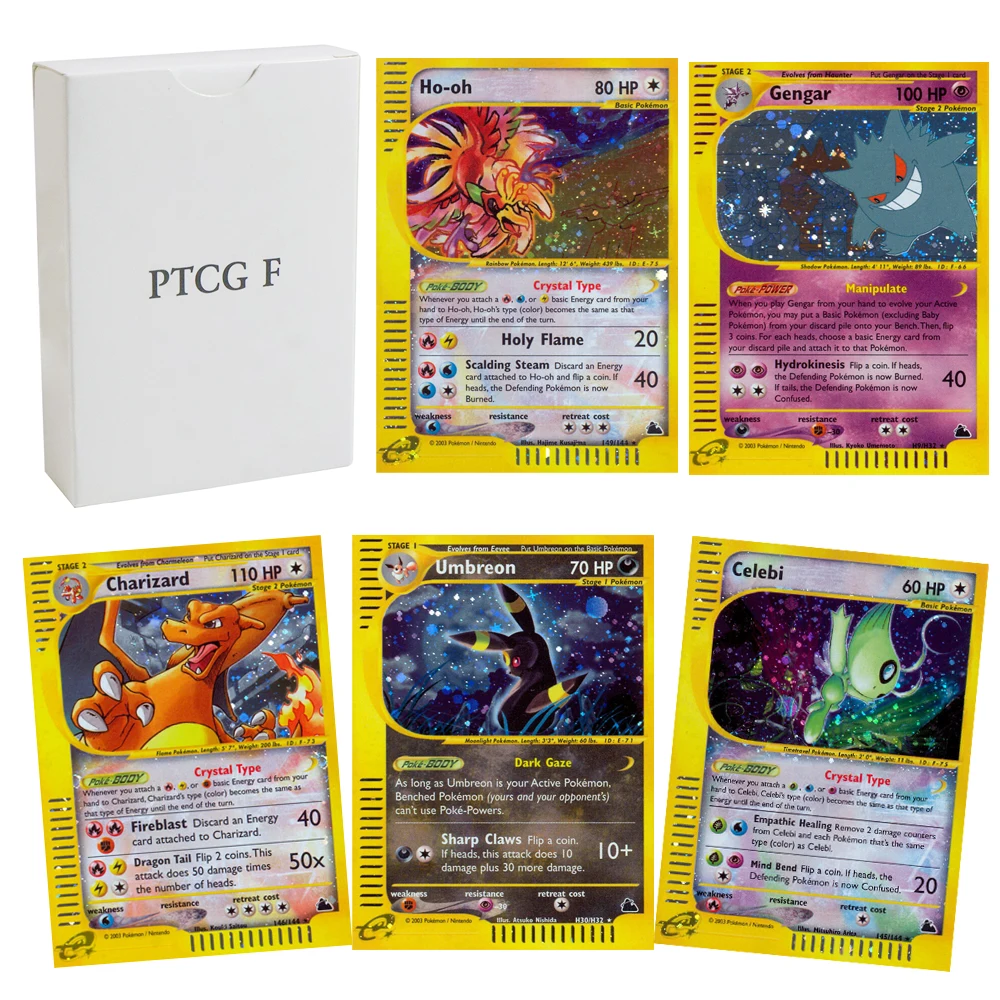 Pokémon Cards PTCG F Gengar Ho-oh Umbreon Skyridge Entei Lanturn Espeon Aquapolis Blue Core Paper Board Games Whole Set Proxy