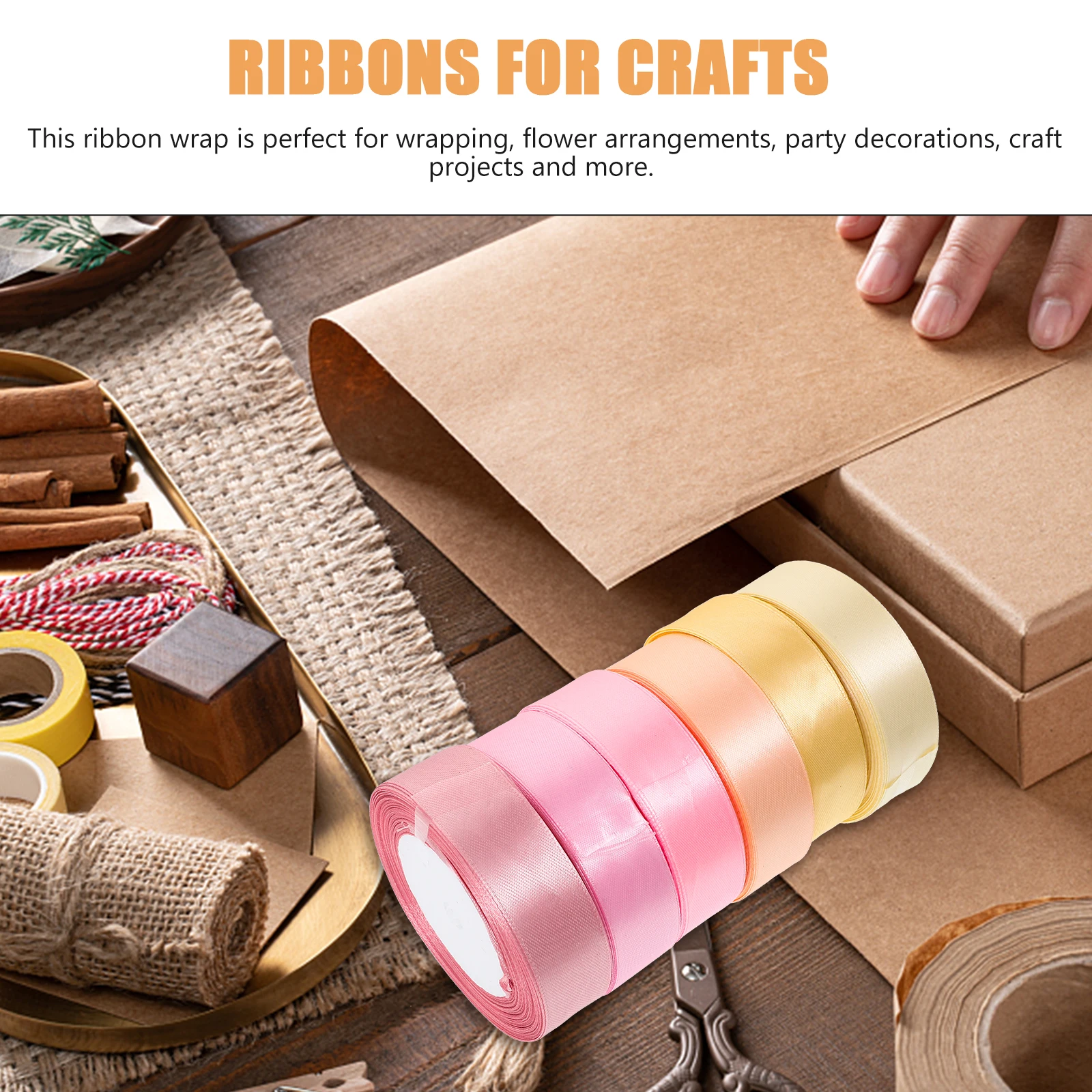 

6 Rolls 2.5cm Solid Color Ribbon Wedding Decor Christmas Gift Wrapping Crafts Ribbons Satin Ribbon Lightweight Durable