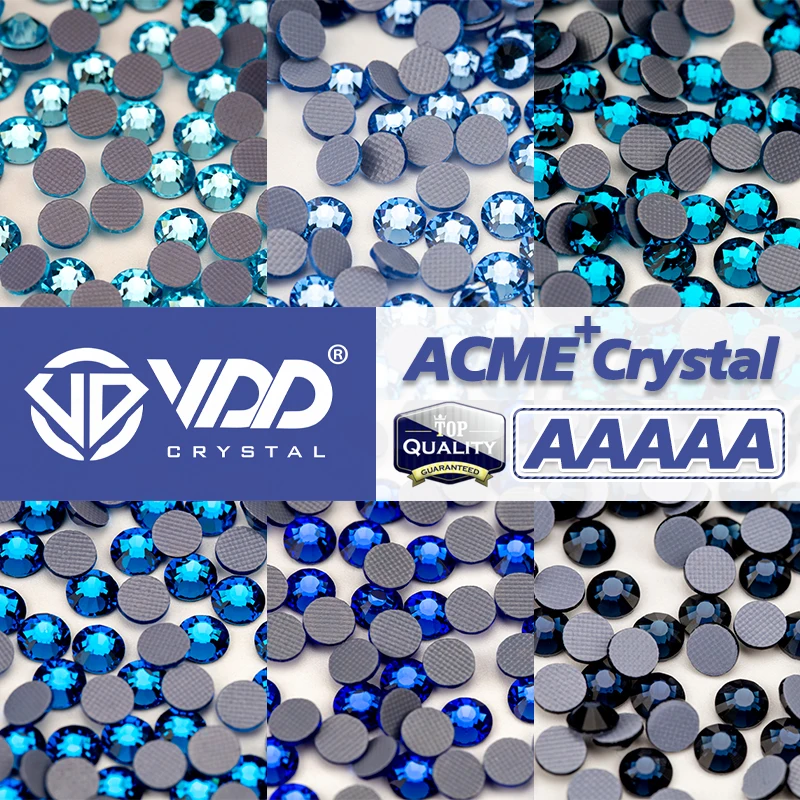 VDD Aquamarine/Lt.Sapphire/Indicolite/Capri Blue/Sapphire/Montana ACME+Series Glass Rhinestones Flatback Hot-Fix Crystal