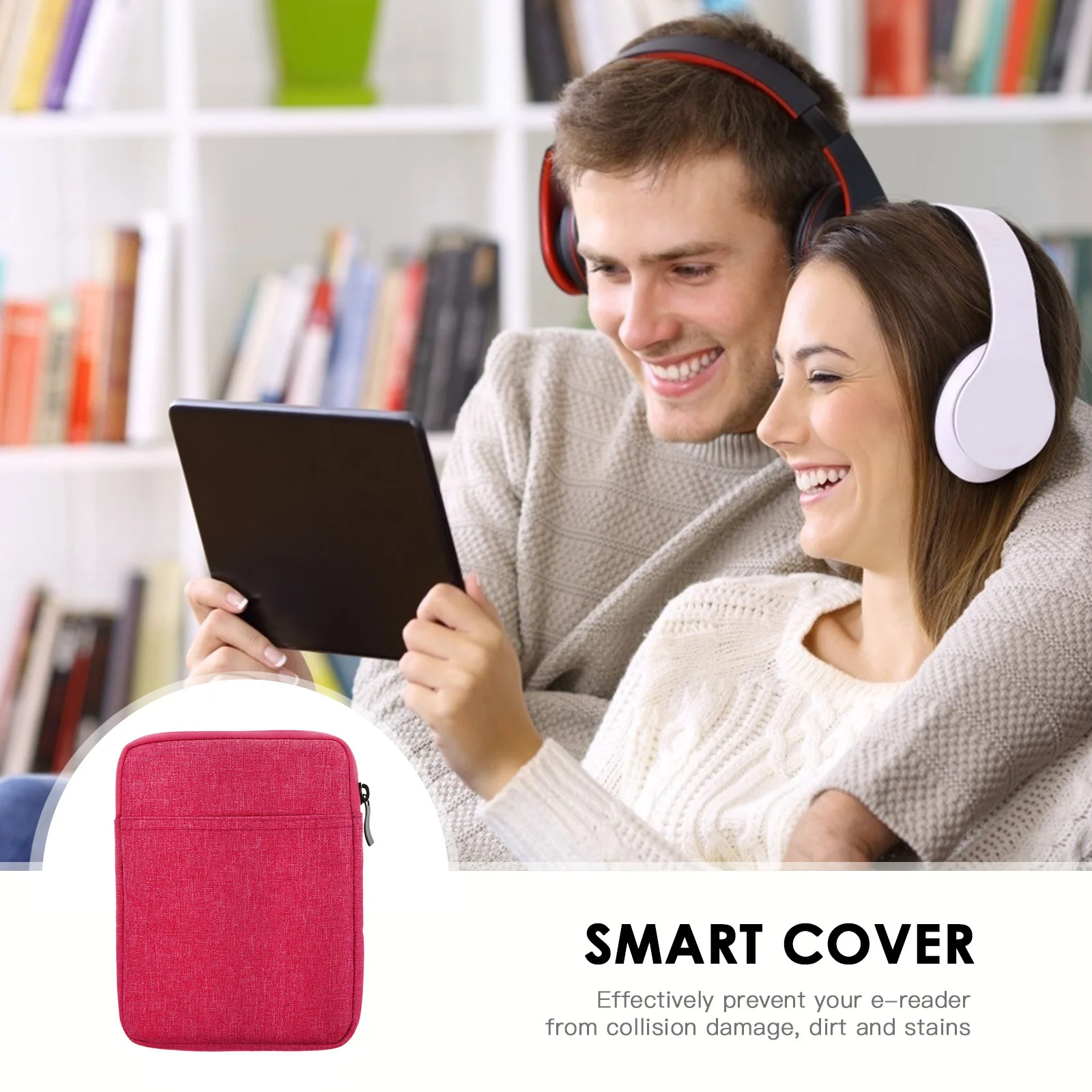 

Premium 6in E-Reader Case Compatible Ultra-Thin Cover with Zipper and Accessory Pockets E-Book Cover