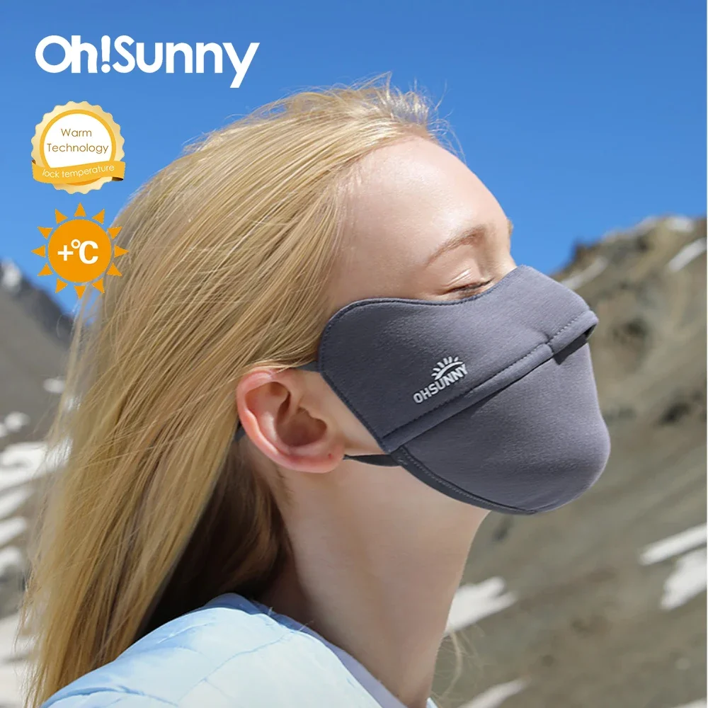 Ohsunny Winter Windproof Warm Mask Solid Color 3D Design Opening Nose Breathable Soft Women Anti-UV UPF50+ Balaclava