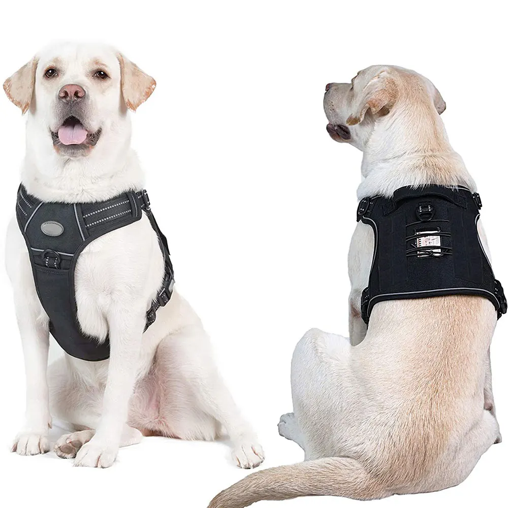 Reflective Tactical Harness For Large Small Dogs Training Vest Leash Pet Harness And Leash Set For Dog Outdoor Adjustable Padded
