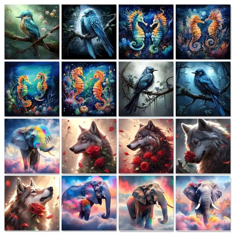 

GATYZTORY 5d Diamond Painting Wolf Animal Mosaic Cross Stitch Kit Picture Of Rhinestones Embroidery Birds Gift Handmade 30x30cm